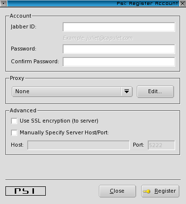 figure 3: PSI - Register Account